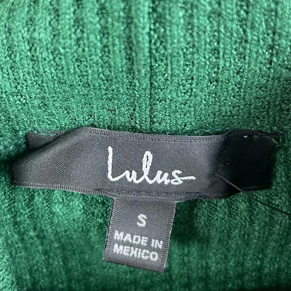 Lulus Seasonal Essential Green Waffle Knit Turtleneck Long Sleeve Top Size Small